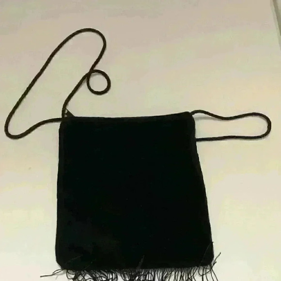 MADE IN MEXICO EMBROIDERED VELVET FRINGE CROSSBODY BAG ZIPPER - Picture 5 of 5